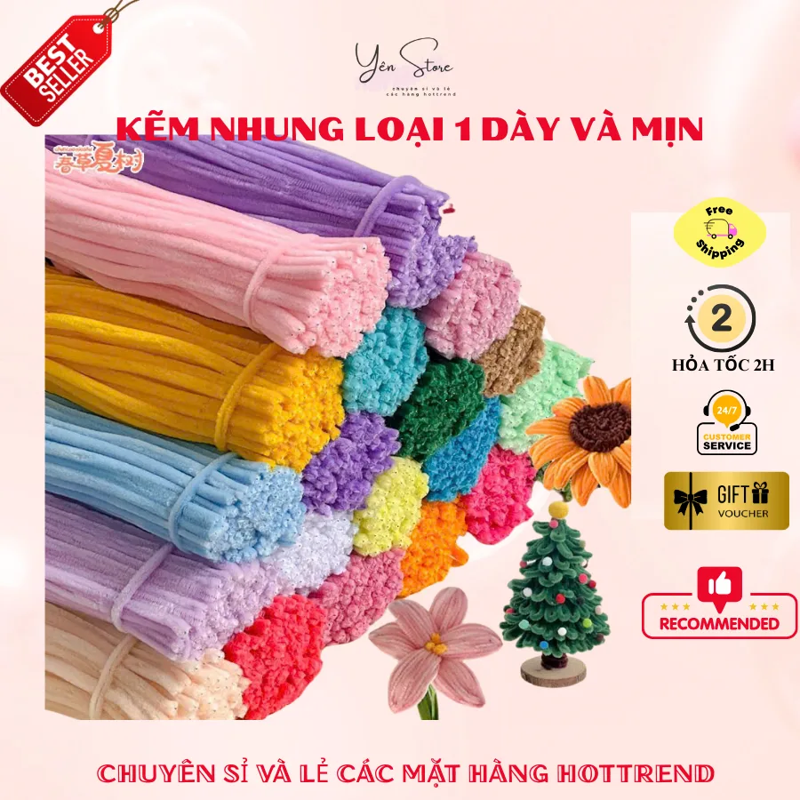 [TOP 1] Sợi Kẽm Nhung Chuẩn Loại 1 Dày Và Mịn Dùng Làm Hoa Kẽm Nhung,Đồ Handmade,Trang Trí Giáng Sinh